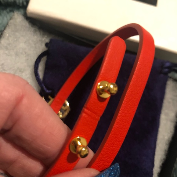 RARE NEW WITH TAGS TORY BURCH x FITBIT COLLAB ORANGE RED WRAP BRACELET WITH GOLD - Picture 6 of 16